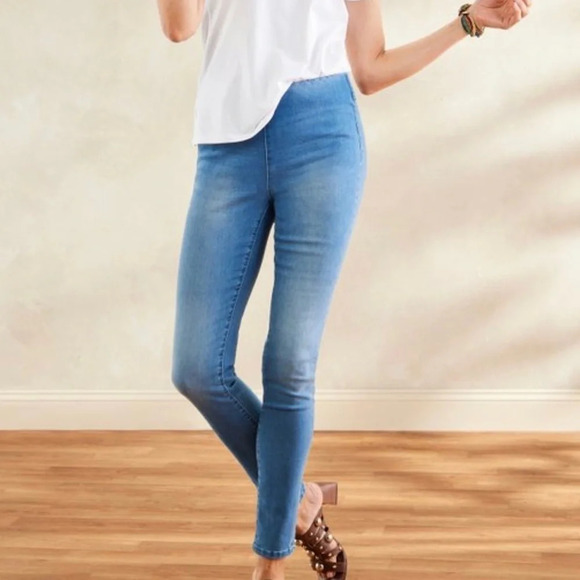 Soft Surroundings Supremely Soft Pull-On Skinny Jeans Size Medium Blue Stretch - Picture 5 of 6
